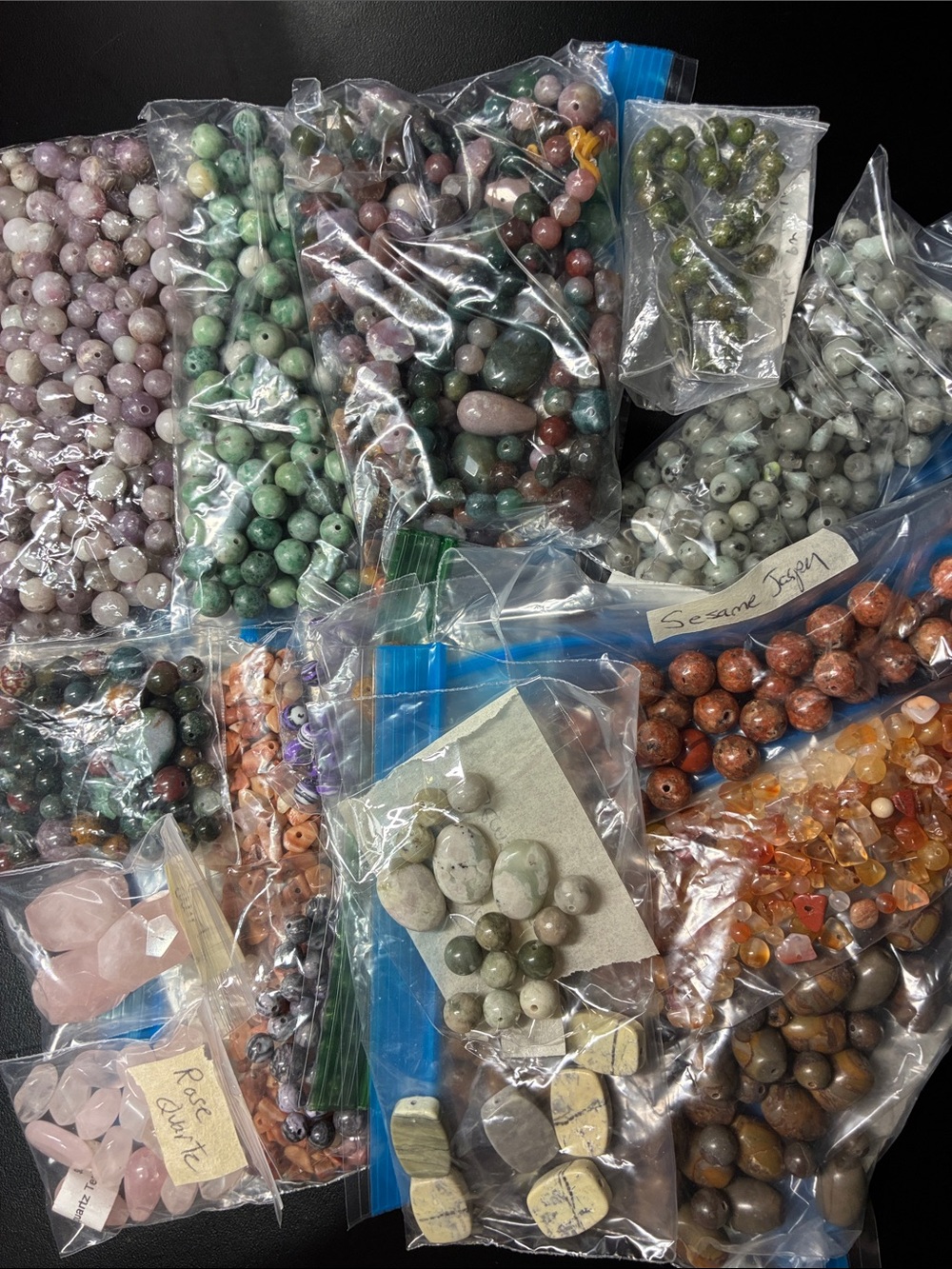Mixed 2+ pounds of Gemstone Bead Lot - Assorted Colors and shapes